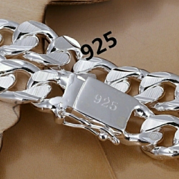 Men's 925 Sterling Silver Chain Link Bracelet - Picture 2 of 4